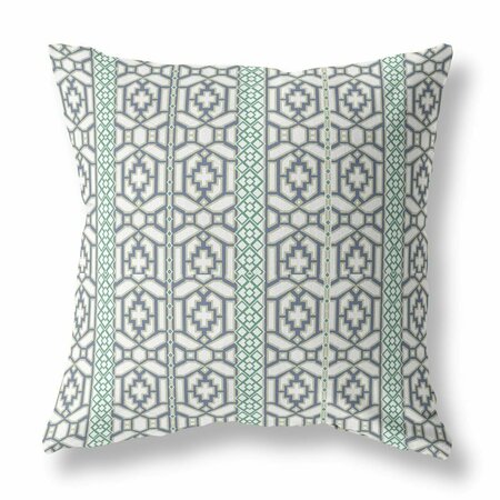 PALACEDESIGNS 16 in. Linework Indoor & Outdoor Zippered Throw Pillow White & Gray PA3109270